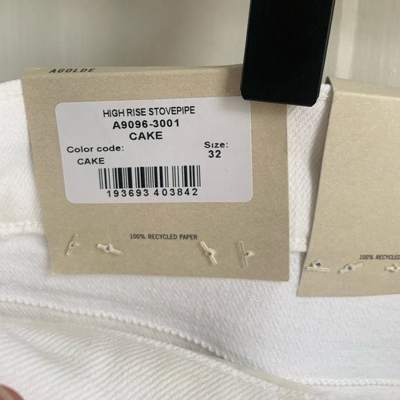 NWT Agolde High Rise Stovepipe Jeans White Size 32 - Picture 6 of 7